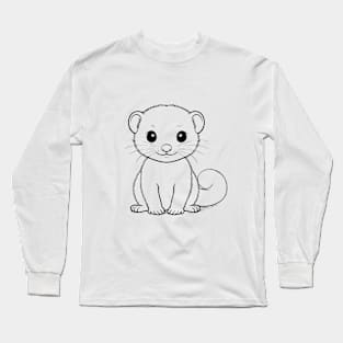 Cute Baby Ferret Animal Outline Long Sleeve T-Shirt